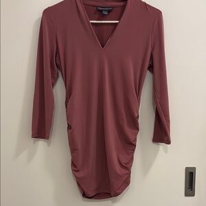 Elegant V-Neck Ruched Maternity Top in Mauve by A Pea In The Pod